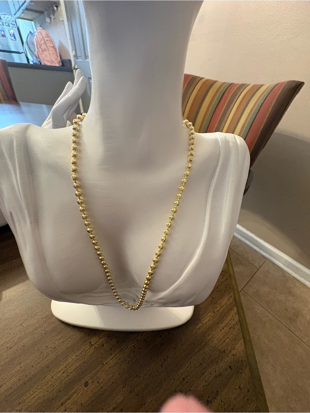 NEW 925 Sterling Silver Italy Gold Tone Bead Necklace 18” 3.9mm 17.4g
